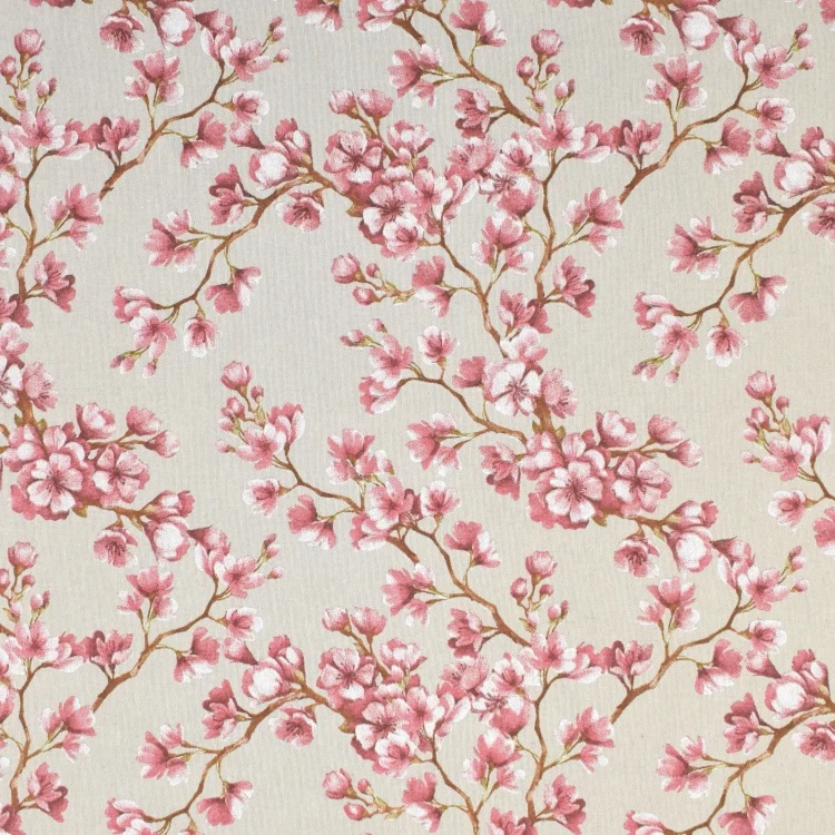 Dekostoff Halbpanama Kirschblüten, beige