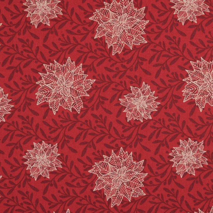 Dekostoff Halbpanama Weihnachtsstern, rot