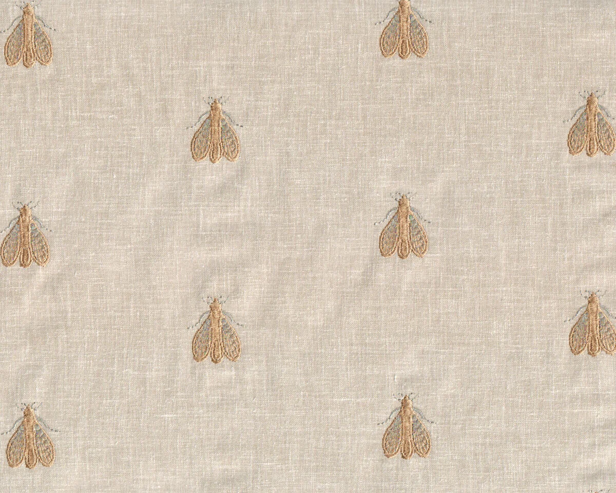 Dekostoff mit Stickerei POMARIUM, Falter, natur-gold metallic, Clarke & Clarke