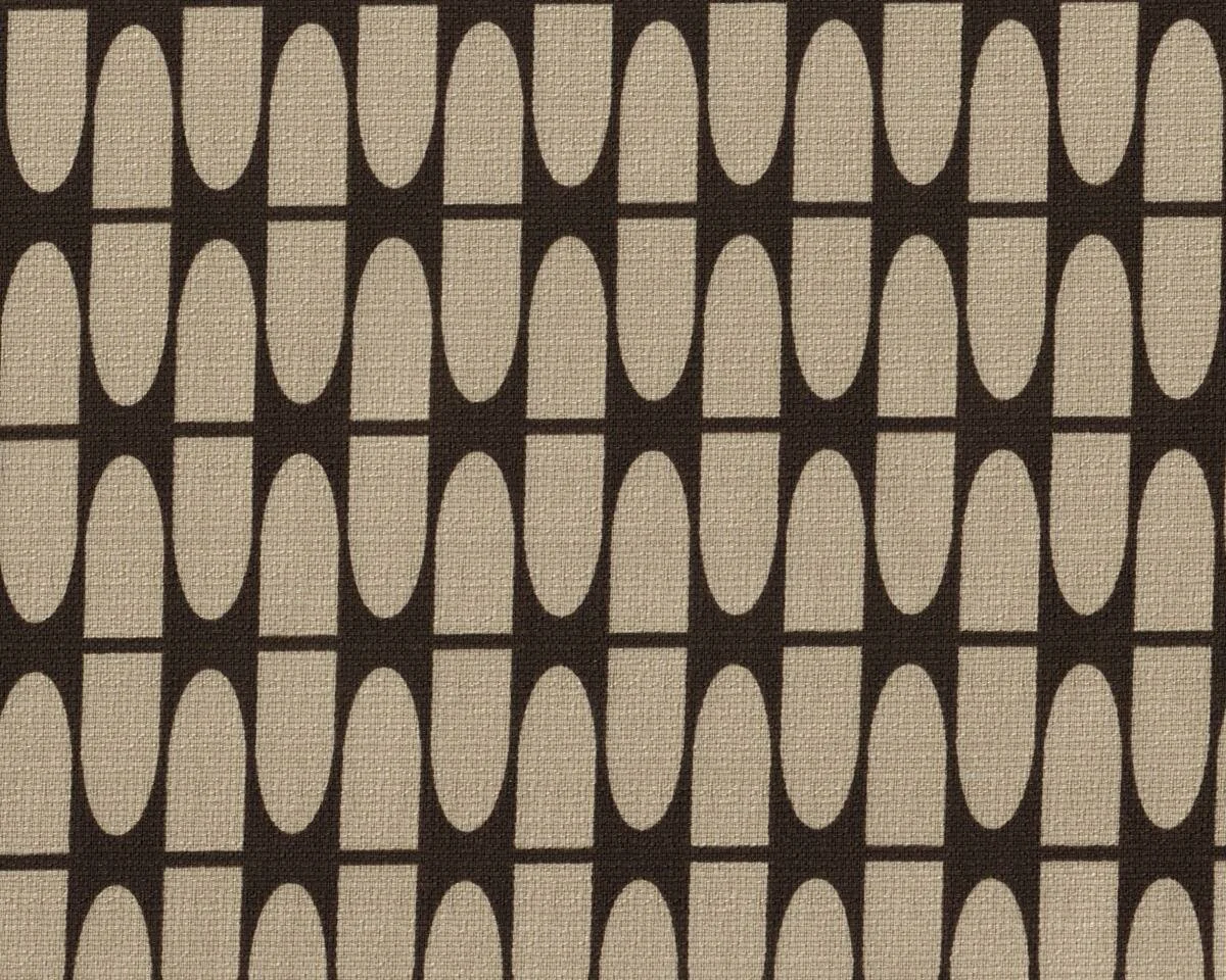 Dekostoff Organic Cotton, Bouclé IN THEORY, geteilte Retro-Ovale, dunkelbraun-natur
