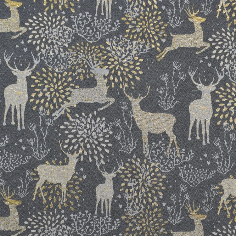 Dekostoff Ottoman Golden Reindeer, anthrazit