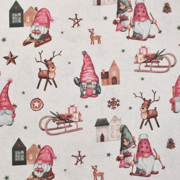 Dekostoff Ottoman Weihnachtswichtel, beige