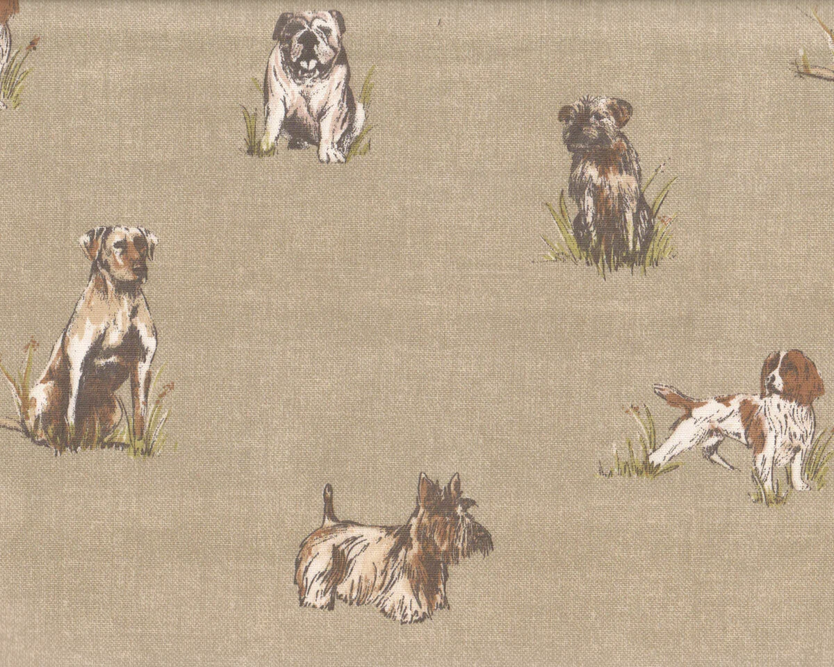 Dekostoff PEDIGREE DOGS, Rassehunde, olivebeige, Clarke & Clarke