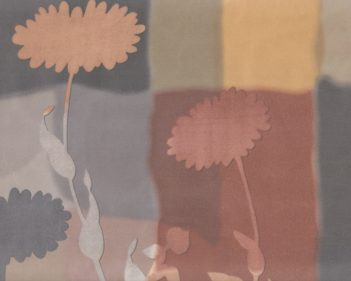 Dekostoff VOILE mit Schattenblumen, braun