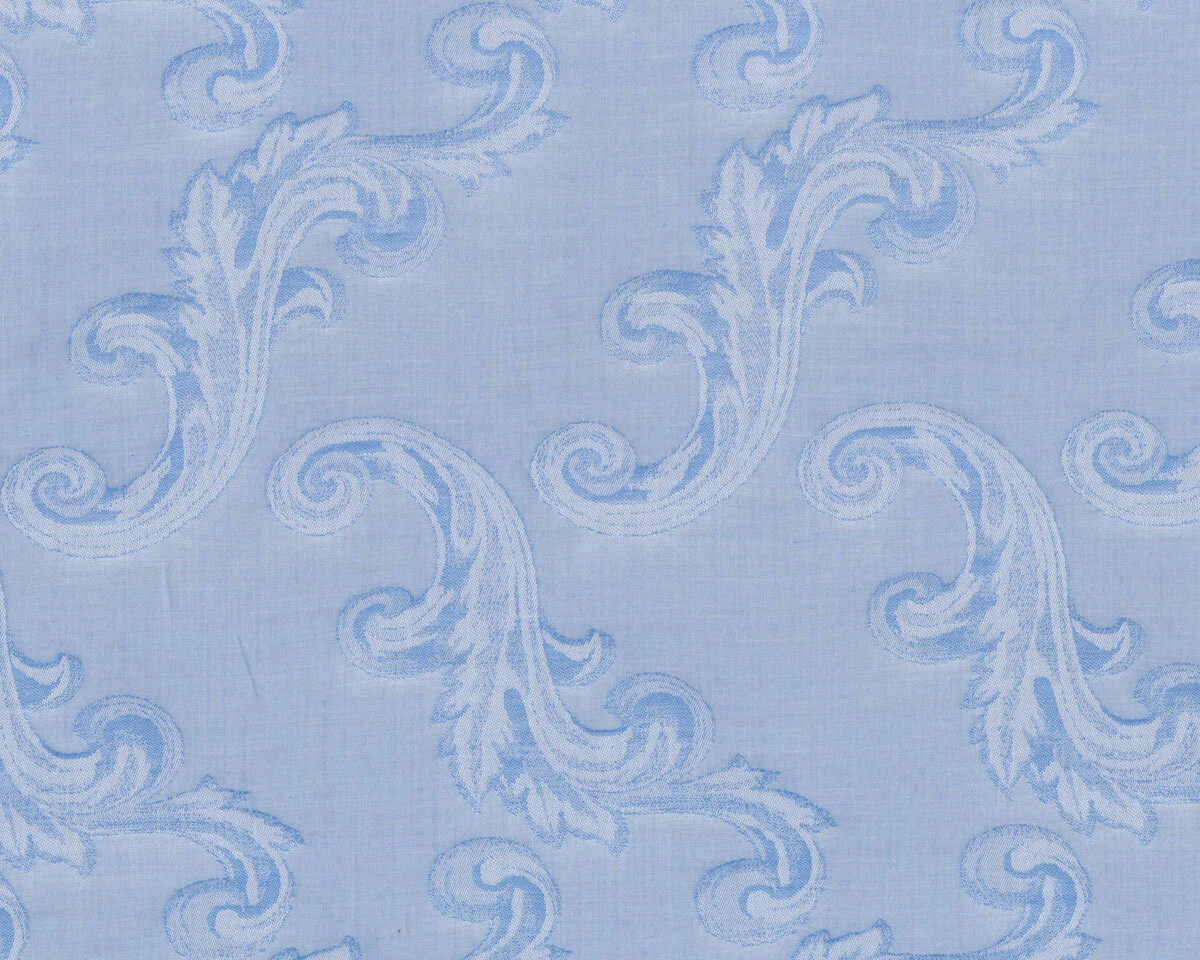 Designer Baumwollstoff VERSA, Schnörkel, hellblau