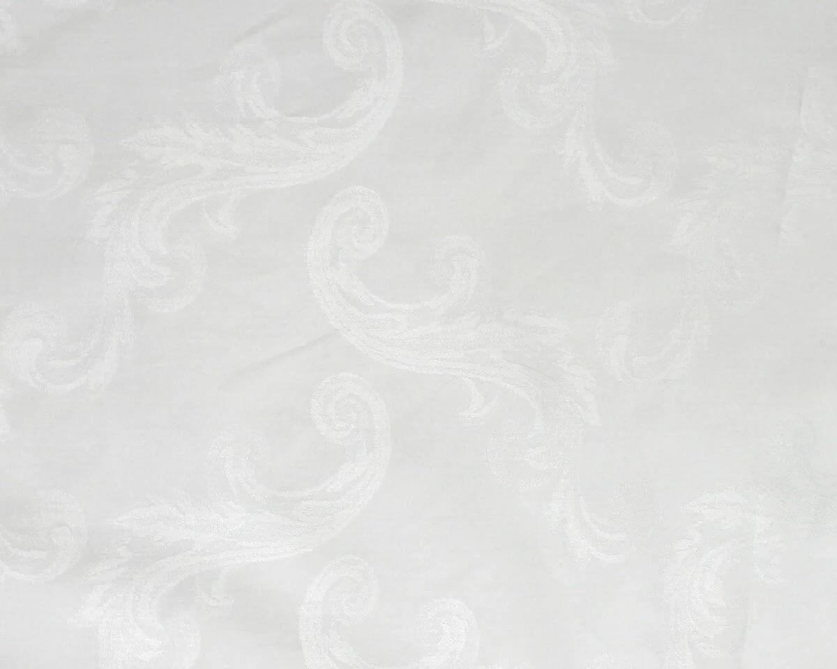 Designer Baumwollstoff VERSA, Schnörkel, weiß