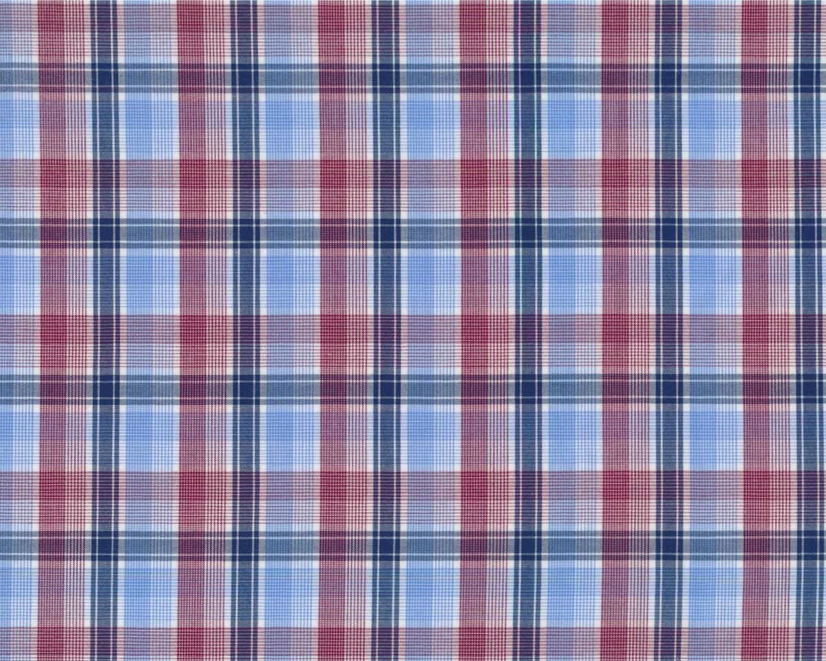 Designer Hemdenstoff RICCI, Glencheck-Karo, blau-rot