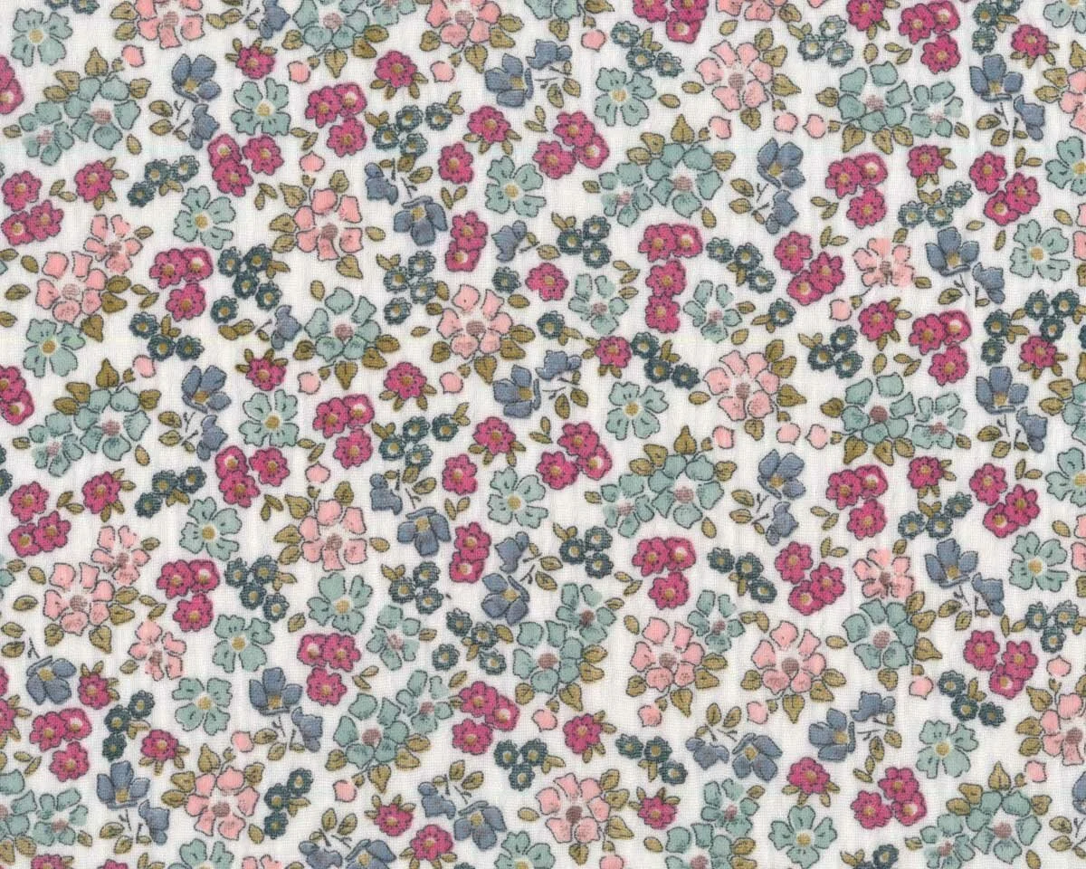 Double Gauze ALUNA, Blümchen, fuchsia, Hilco
