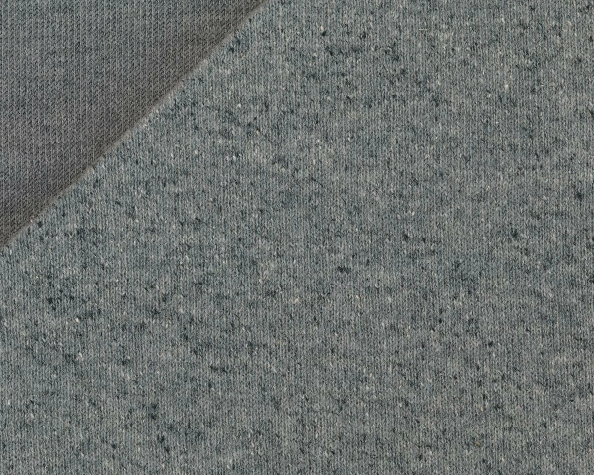 Doubleface Strickstoff mit Wolle und Seide KÄRNTEN, gesprenkelt meliert, steingrau