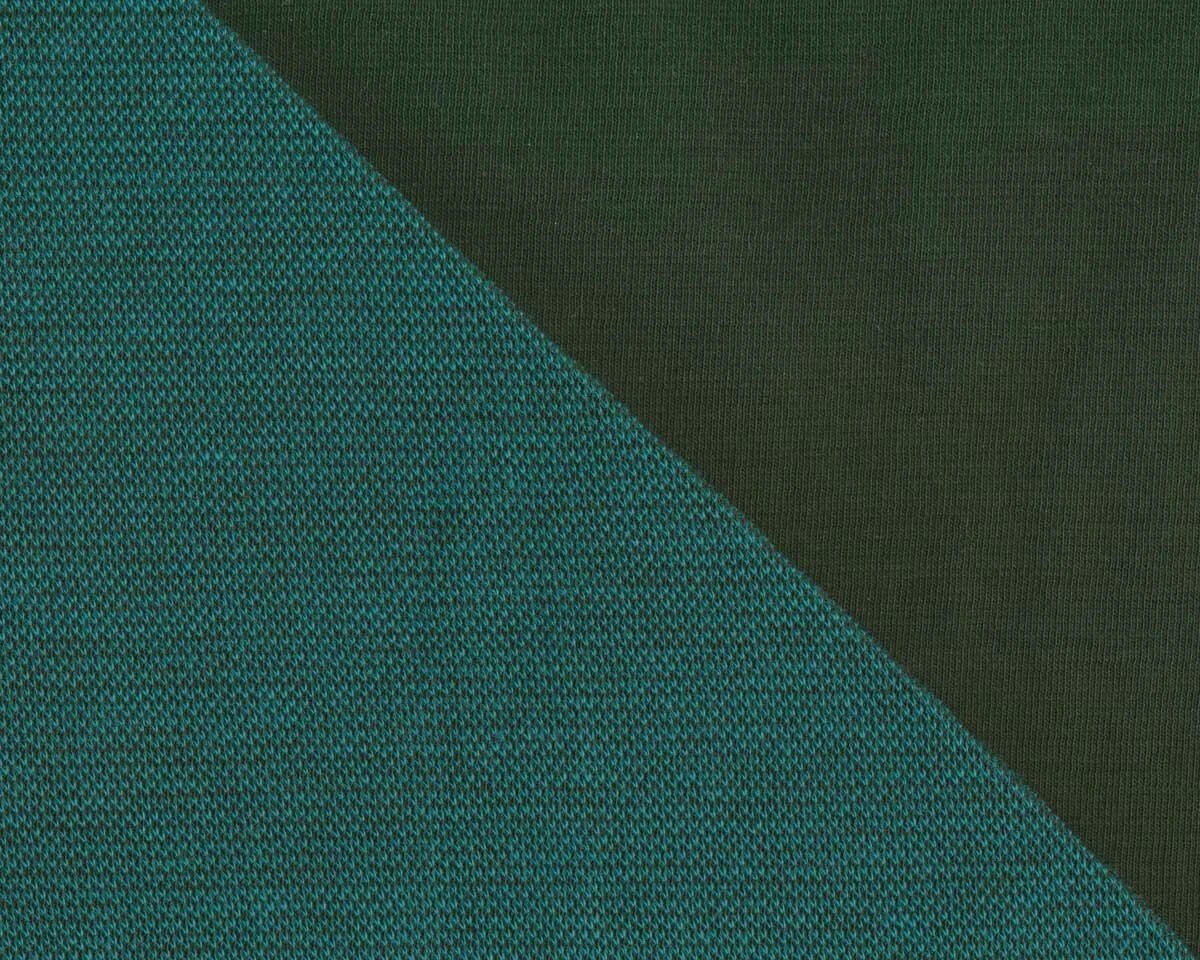 Doubleface-Strickstoff PIQUE, petrol-tannengrün, Toptex