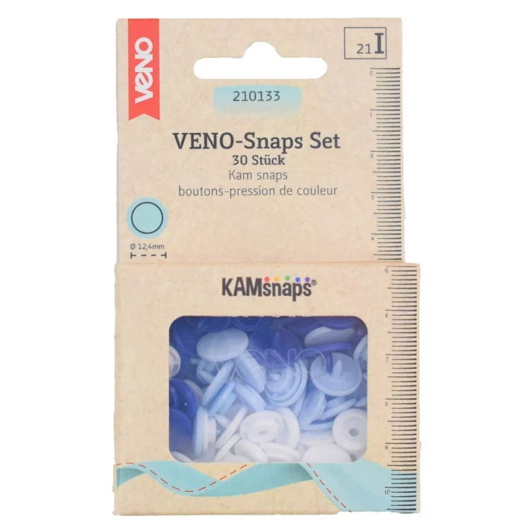 Druckknöpfe KAMsnaps Color Mix Ø12,4 mm, blau-hellblau-weiß