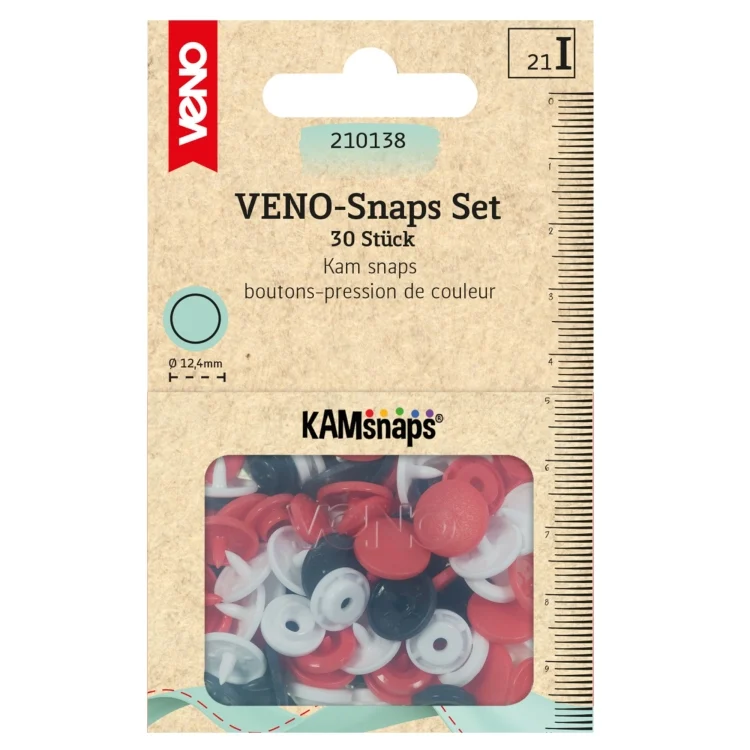 Druckknöpfe KAMsnaps Color Mix Ø12,4 mm, marineblau-rot-weiß