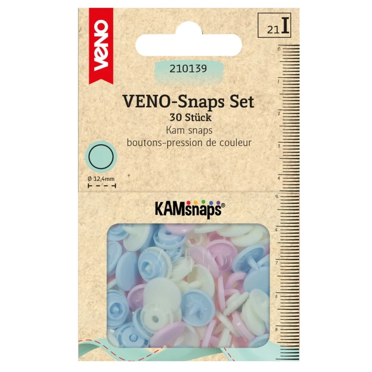 Druckknöpfe KAMsnaps Color Mix Ø12,4 mm, rosa-hellblau-creme