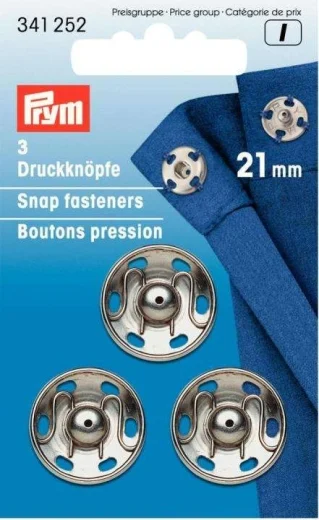 Annäh-Druckknöpfe Ø 21 mm silberfarbig - Prym