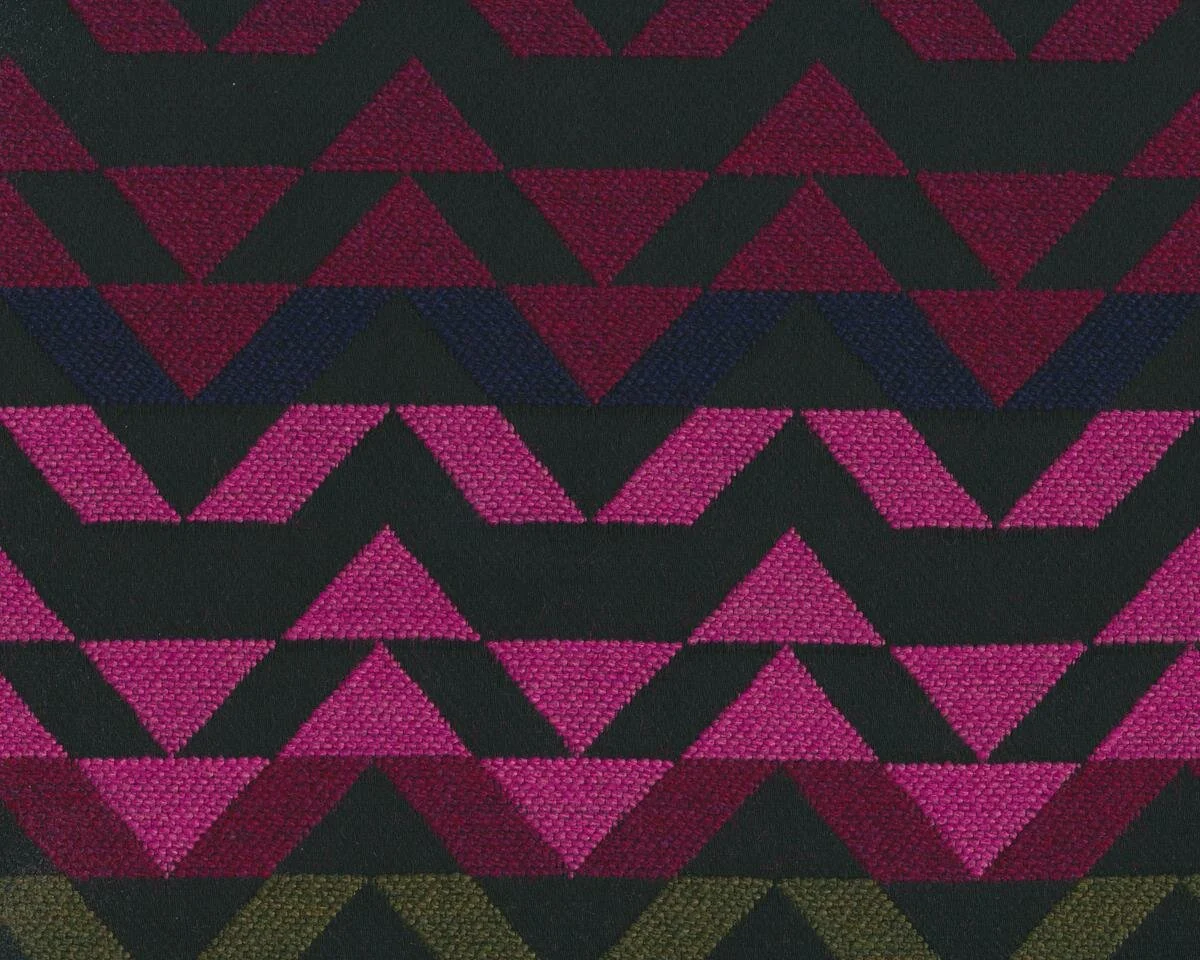 Edler italienischer Woll-Jacquard-Webstoff CALLIDA, Zacken, pink-schwarz