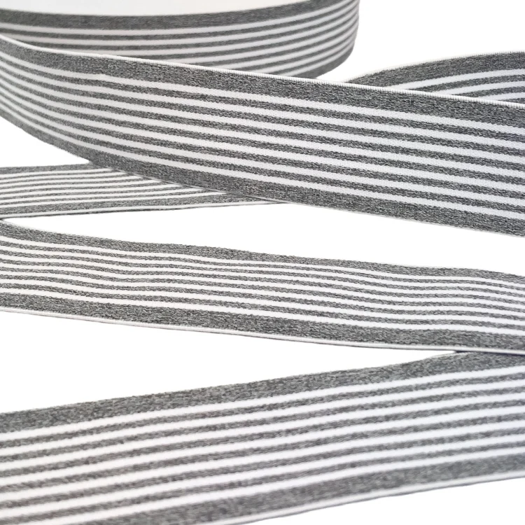 Elastikband, 40 mm Fancy Stripes, hellgrau-meliert