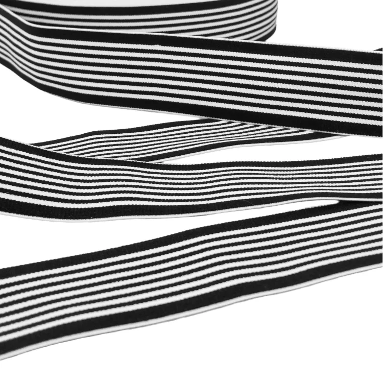 Elastikband, 40 mm Fancy Stripes, schwarz