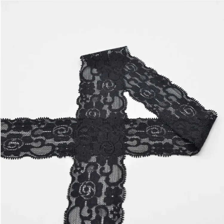 Elastische Spitze, schwarz 5 cm