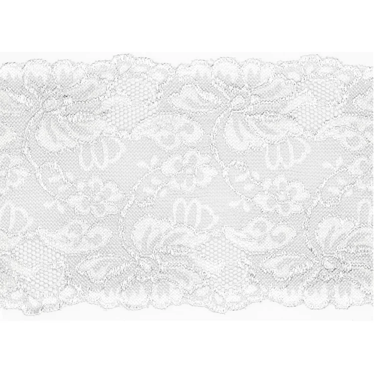 Elastische Spitze, weiß 15 cm