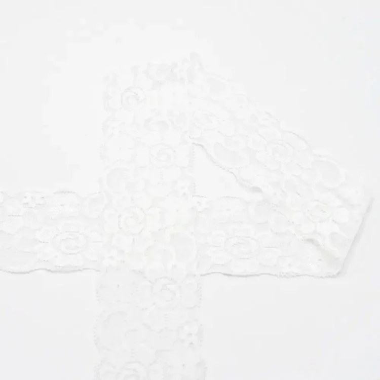 Elastische Spitze, wollweiss 5 cm