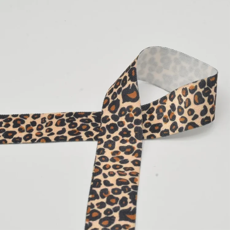 Elastisches Einfassband Animal Print, hellbraun