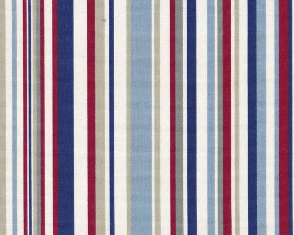 Englischer Dekostoff Clarke & Clarke FUNKY STRIPE, unregelmäßigen Streifen, dunkelblau-dunkelrot