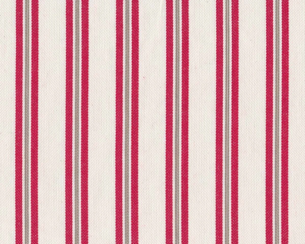Englischer Dekostoff iLiv, Fischgrat-Polsterstoff BLAZER STRIPE, Dreier-Streifen, creme-rot