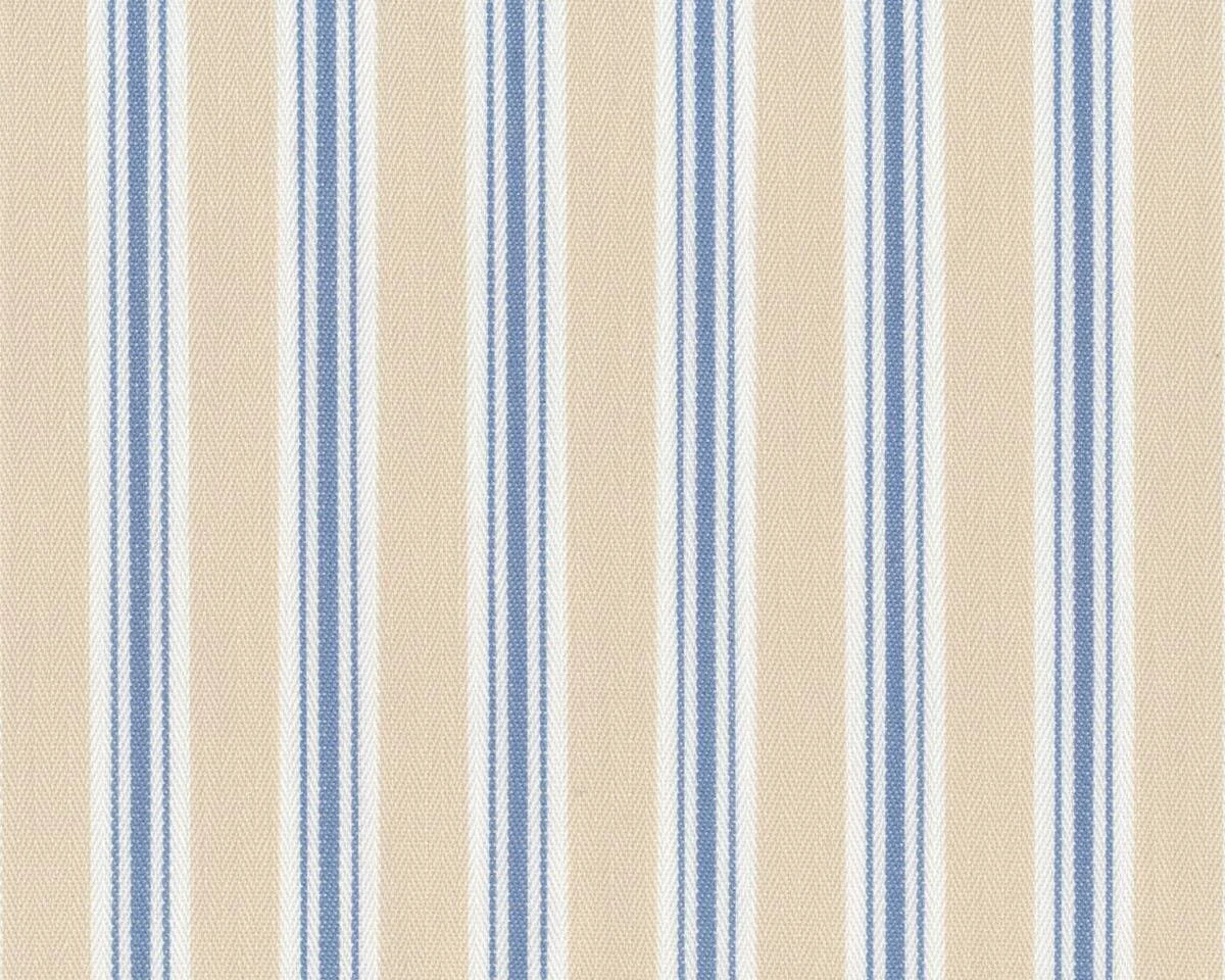 Englischer Fischgrat-Dekostoff Clarke & Clarke BAY STRIPE, Streifen-Design, helles beige-taubenblau