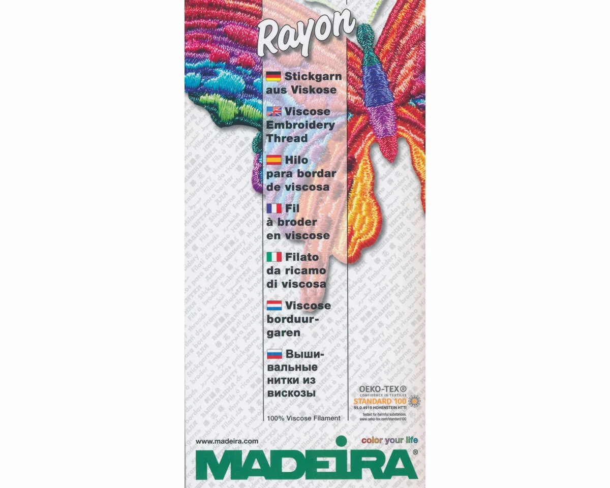 Farbkarte RAYON Maschinenstickgarn, gedruckt, Madeira