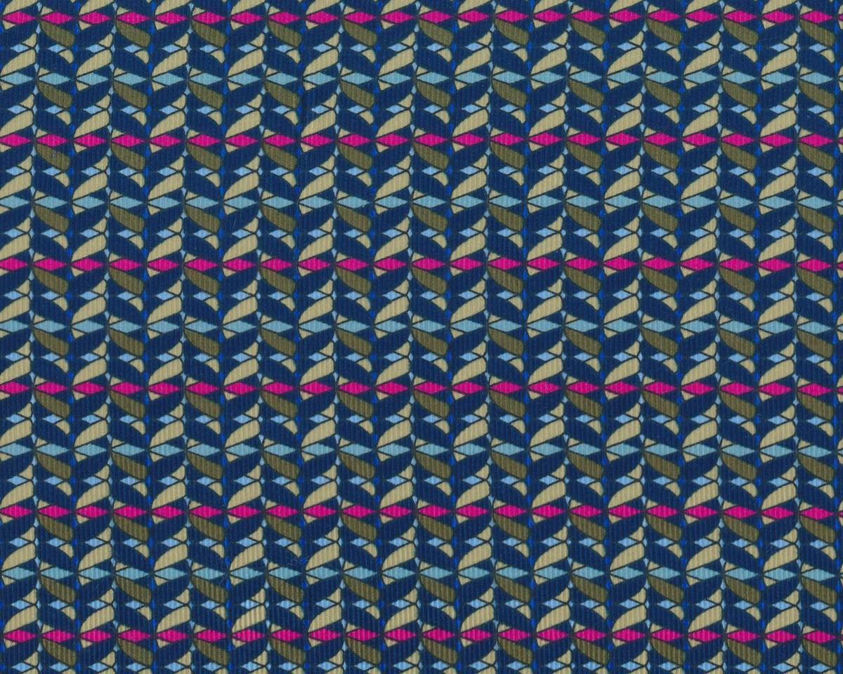 Feincord DONNA LUCIA, Blatt-Flecht-Muster, dunkelblau-olivgrün
