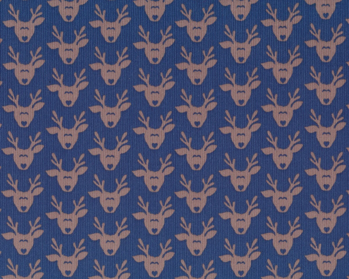 Feincord MY DEAR, Rentier-Köpfe, gedecktes blau-schlammbraun