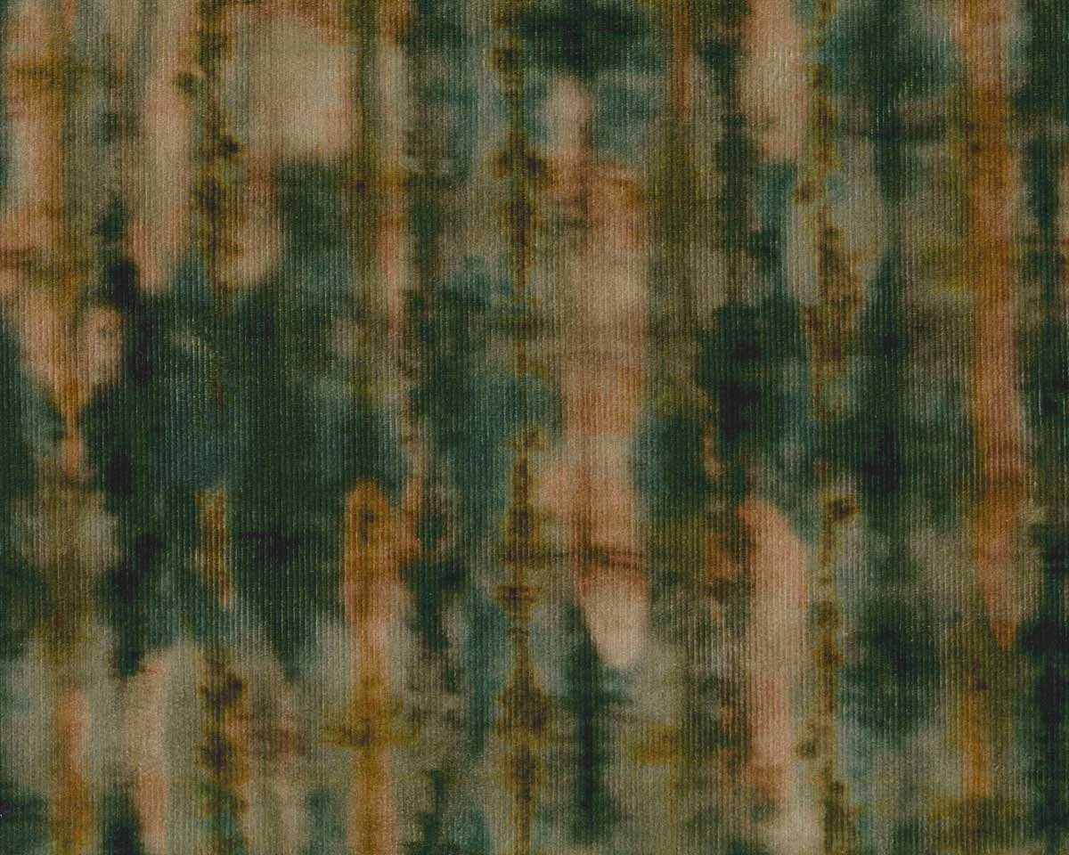 Feincordstoff mit Stretch WALES, Batik-Streifen, olive, Hilco