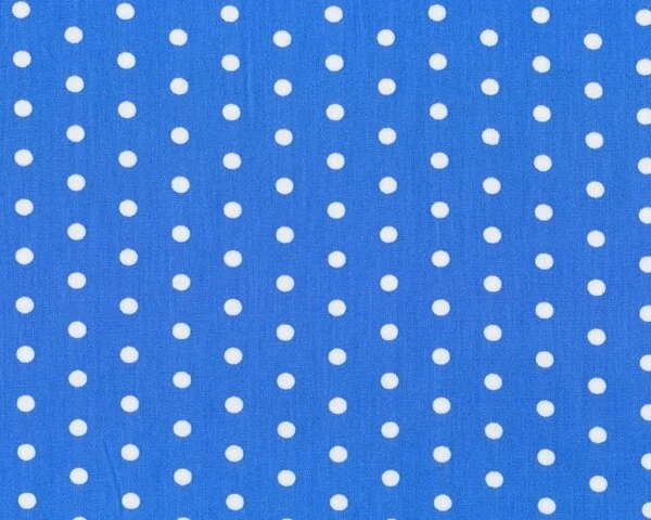 Feine Baumwolle HILDE mit großen Punkten, mittelblau-weiß, Hilco