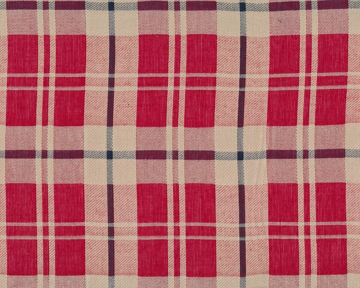 Feiner Baumwoll-Leinen-Webstoff ANGUS, Glencheck-Karo, rot-beige