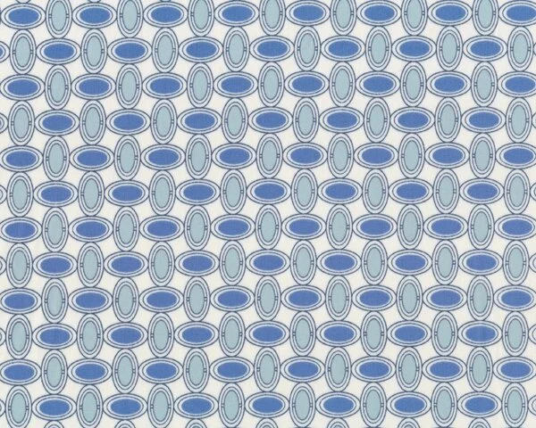 Feiner Popeline-Patchworkstoff "Floressence" mit Gitter-Muster aus Ovalen, taubenblau-hellblau