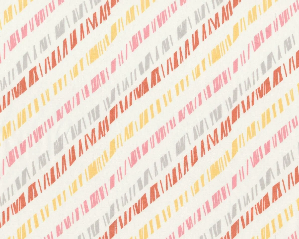 Feiner Popeline-Patchworkstoff GOSSAMER, Strichel-Diagonalen, terracotta-pastellgelb