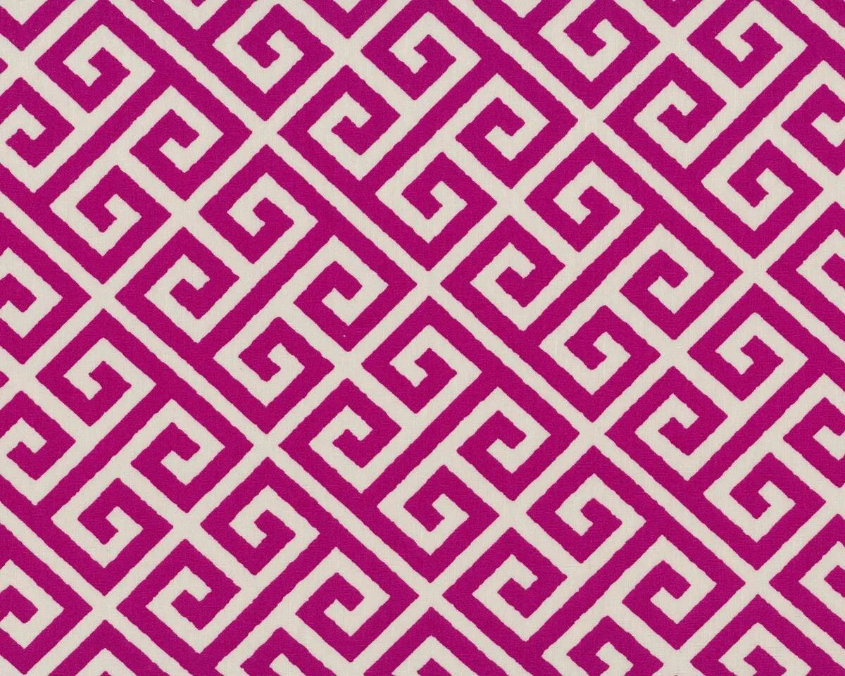 Feiner Popeline-Patchworkstoff SKOPELOS, Mäander-Rauten, fuchsia-natur
