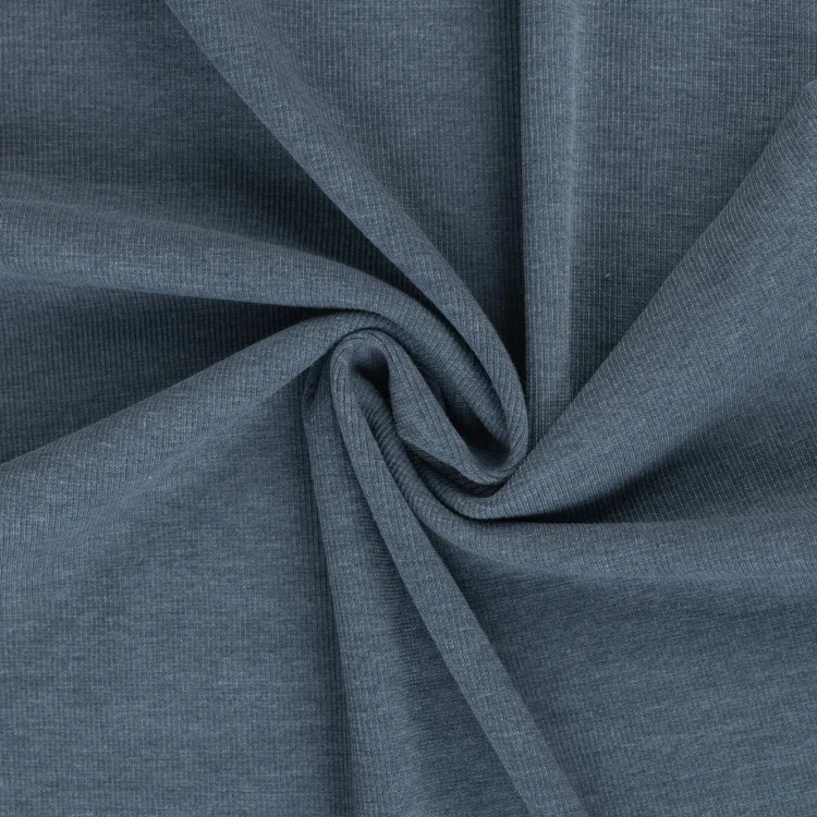 Feinrippbündchen 45 cm, jeansblau meliert
