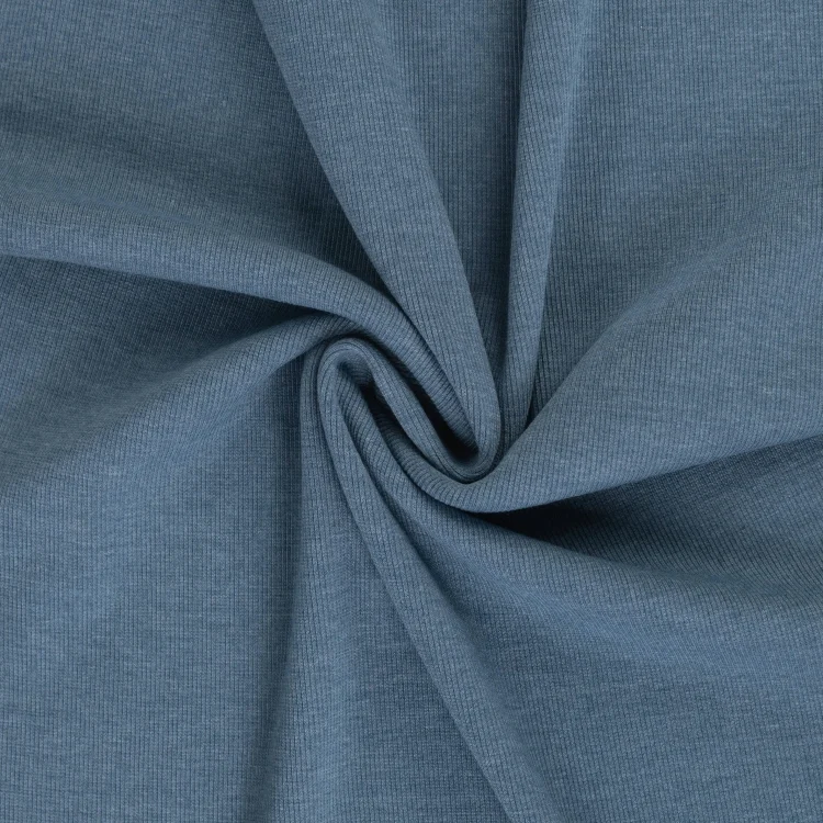 Feinrippbündchen 45 cm, mittelblau meliert