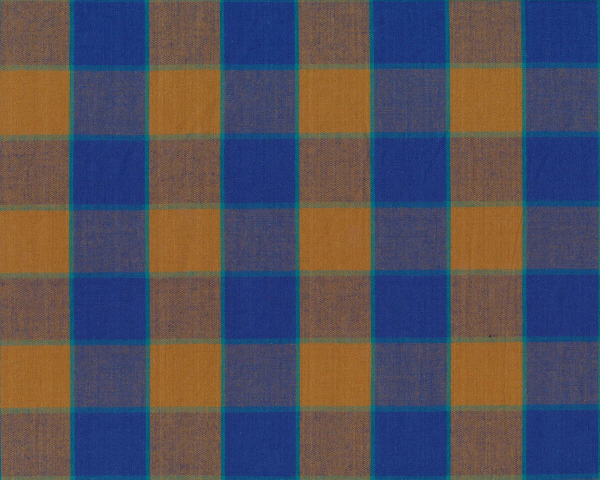 Feinstes Baumwollgewebe ARTISAN WOVEN, Karo-Muster, blau-braun