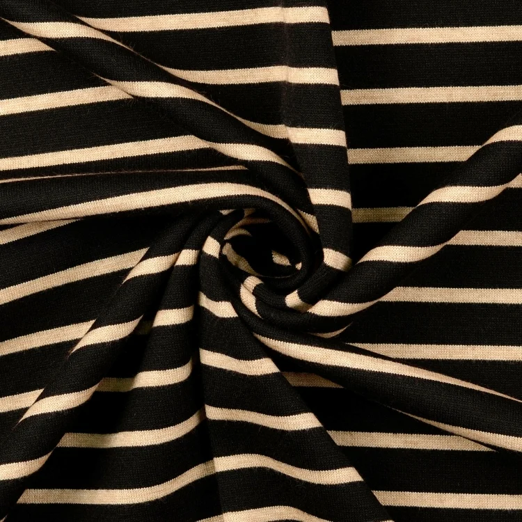 Feinstrickstoff Doubleface Stripes, schwarz