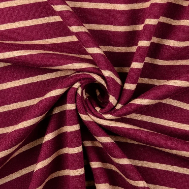 Feinstrickstoff Doubleface Stripes, weinrot