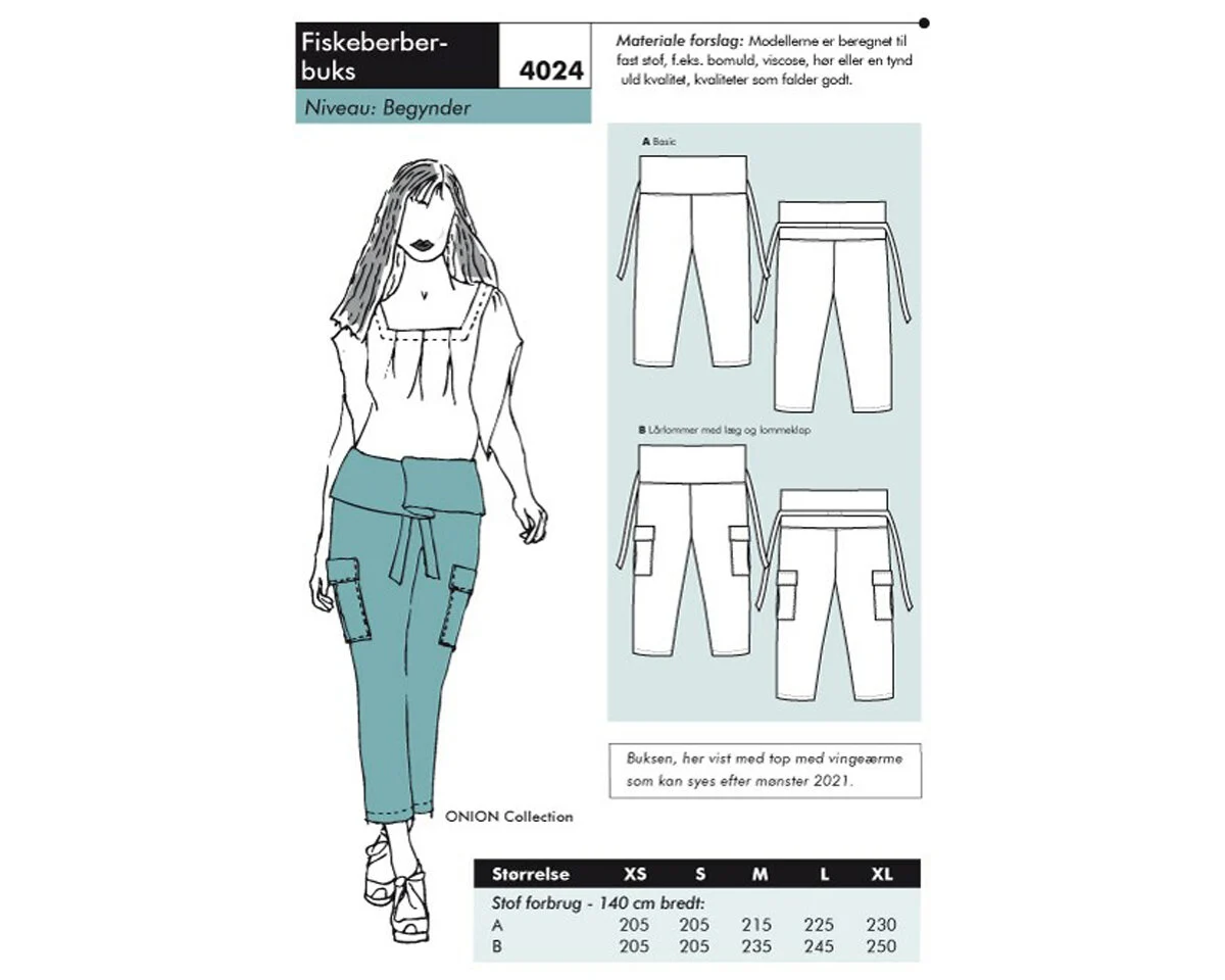 Fischerhose mit Wickeleffekt, Schnittmuster ONION 4024