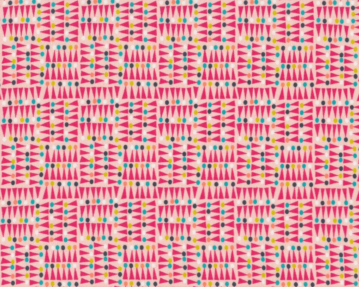 Fließender Viskosestoff CONITOS, Kegel-Muster, fuchsia-hellrosa