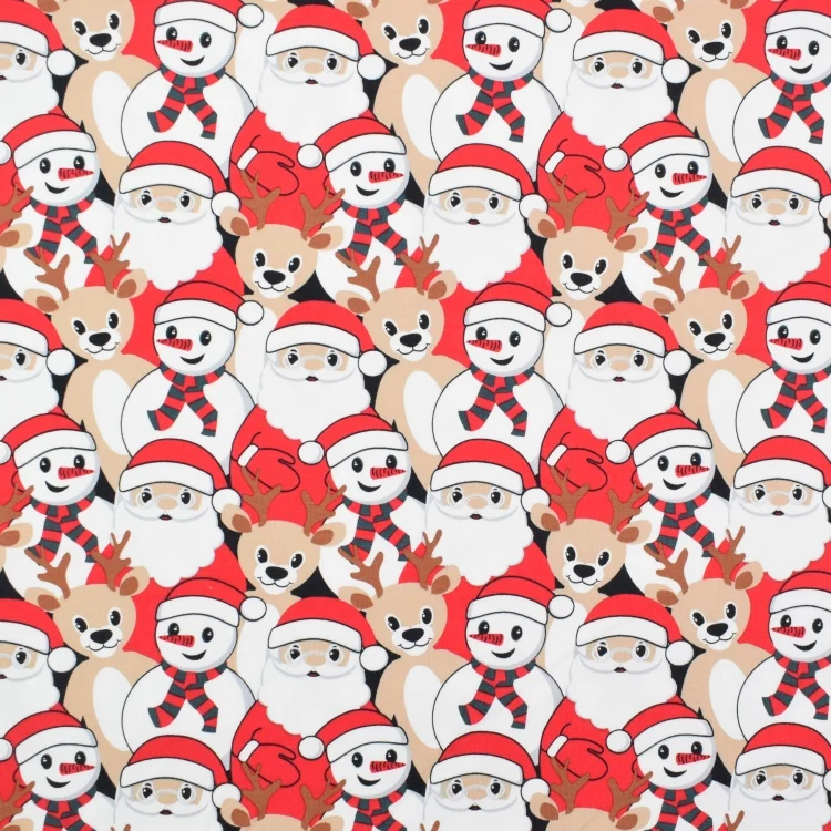 French Terry angeraut Christmas Crowd, rot