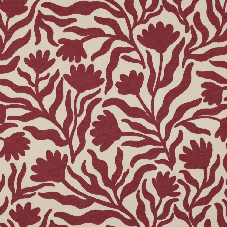 French Terry angeraut Flower Art, creme