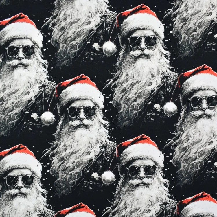 French Terry angeraut Rock Santa, schwarz