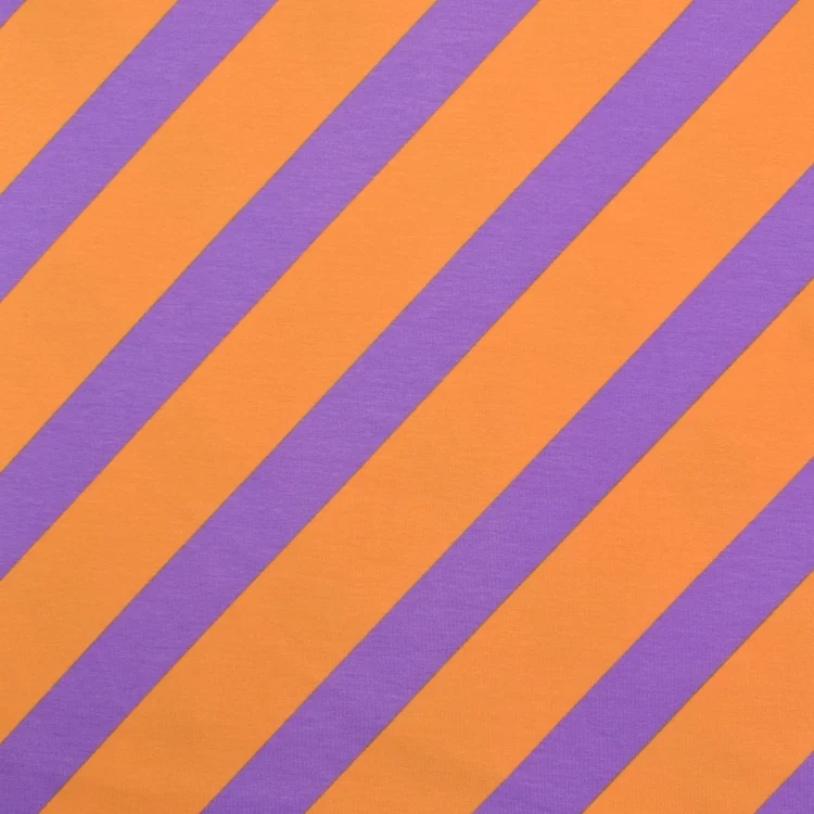 French Terry Diagonal Stripes, orange/flieder