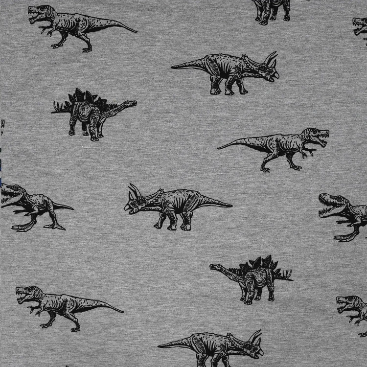 French Terry Dinosaurier, grau meliert