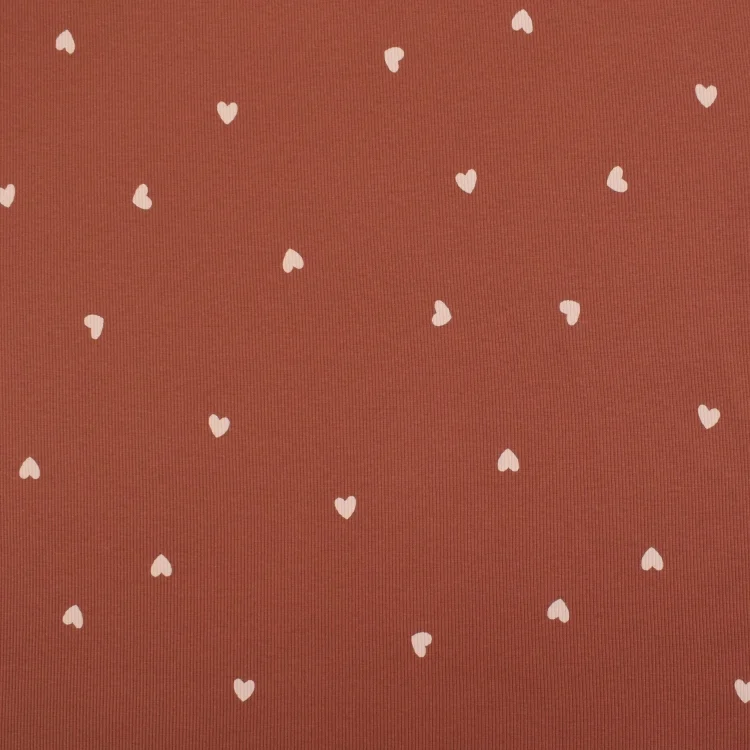 French Terry Hearts, terracotta